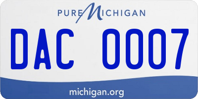 MI license plate DAC0007