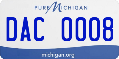 MI license plate DAC0008