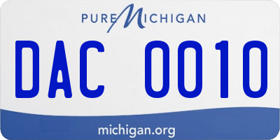 MI license plate DAC0010