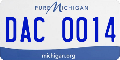 MI license plate DAC0014