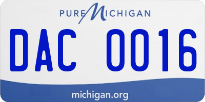 MI license plate DAC0016