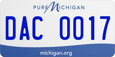 MI license plate DAC0017