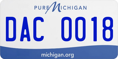 MI license plate DAC0018