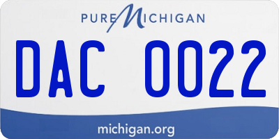 MI license plate DAC0022
