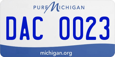 MI license plate DAC0023