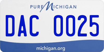 MI license plate DAC0025