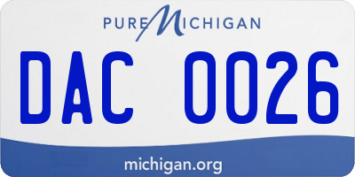 MI license plate DAC0026