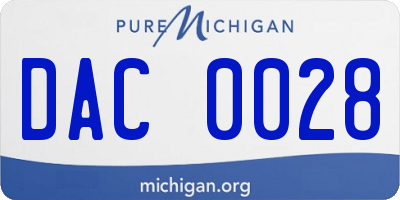 MI license plate DAC0028
