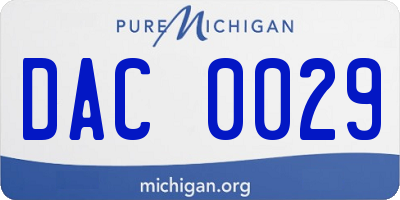 MI license plate DAC0029