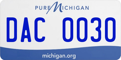 MI license plate DAC0030