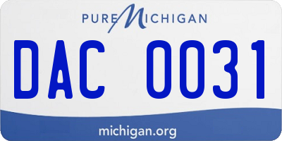 MI license plate DAC0031