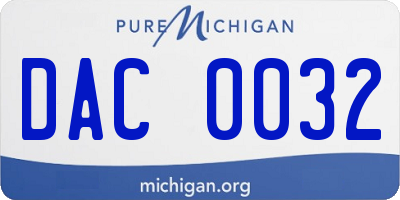 MI license plate DAC0032