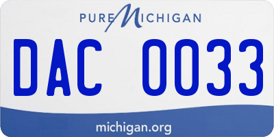 MI license plate DAC0033