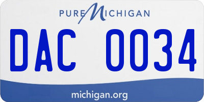 MI license plate DAC0034