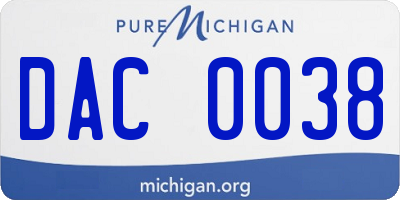 MI license plate DAC0038