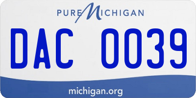 MI license plate DAC0039