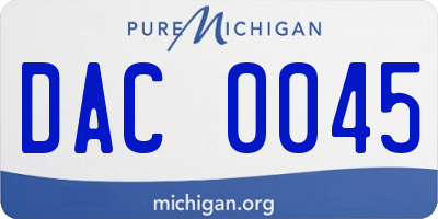 MI license plate DAC0045