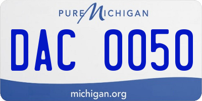 MI license plate DAC0050