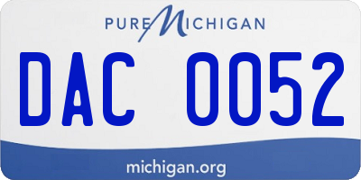 MI license plate DAC0052