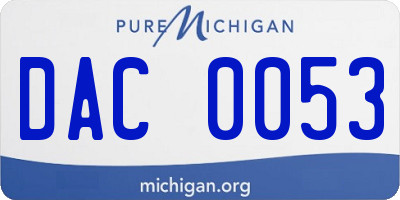 MI license plate DAC0053