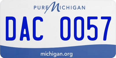 MI license plate DAC0057