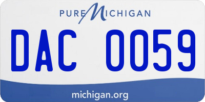 MI license plate DAC0059