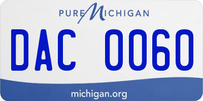 MI license plate DAC0060