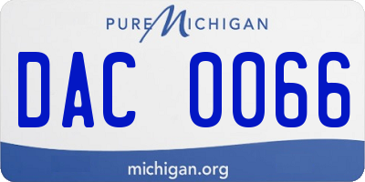 MI license plate DAC0066