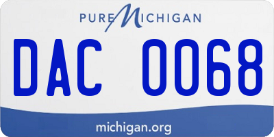 MI license plate DAC0068