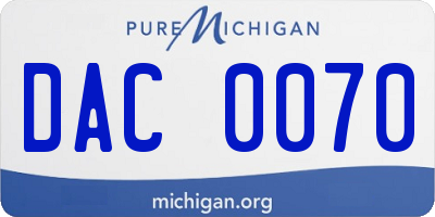 MI license plate DAC0070