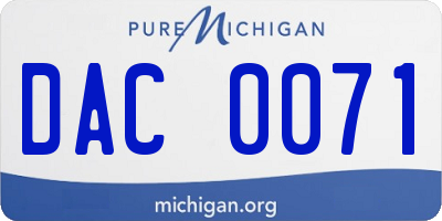 MI license plate DAC0071