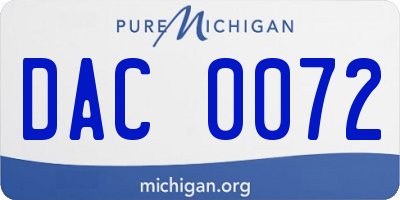 MI license plate DAC0072