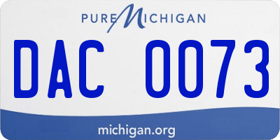 MI license plate DAC0073