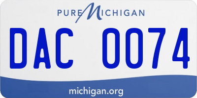 MI license plate DAC0074