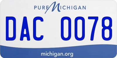 MI license plate DAC0078