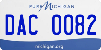 MI license plate DAC0082