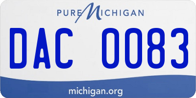 MI license plate DAC0083