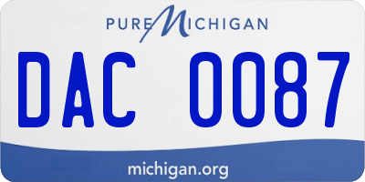 MI license plate DAC0087