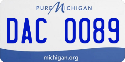 MI license plate DAC0089