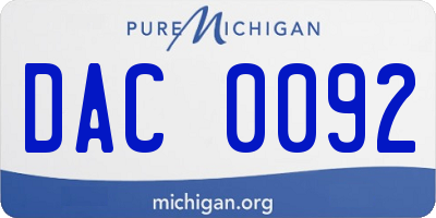 MI license plate DAC0092