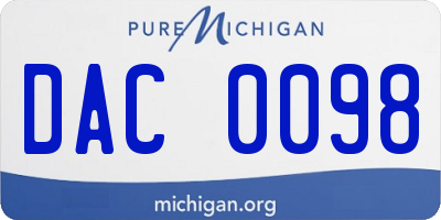 MI license plate DAC0098