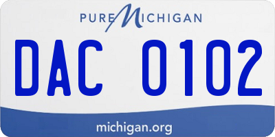 MI license plate DAC0102