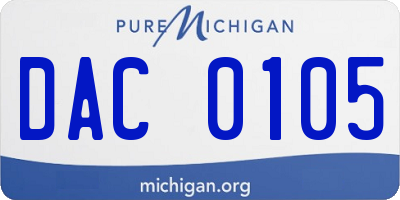 MI license plate DAC0105