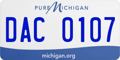 MI license plate DAC0107