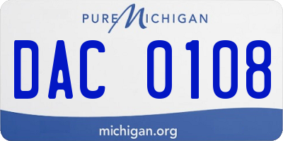 MI license plate DAC0108