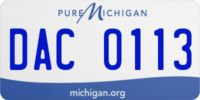 MI license plate DAC0113