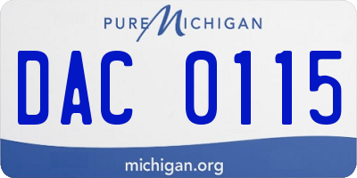 MI license plate DAC0115