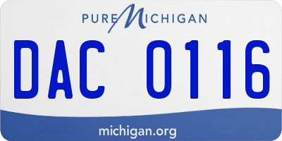 MI license plate DAC0116