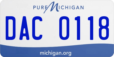 MI license plate DAC0118