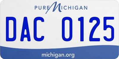 MI license plate DAC0125